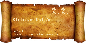 Kleinman Kálmán névjegykártya